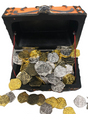 Seven Seas Pirates - Buccaneer Treasure Octopus Chest with Lot of 100 Mixed 5 Color Doubloons - Rogue`s Jewelry Cache Filled Coins for Pretend Games