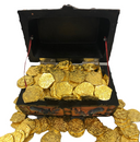 Seven Seas Pirates - Buccaneer Treasure Octopus Chest with Lot of 100 Shiny Gold Doubloons - Rogue`s Jewelry Cache Filled Coins for Pretend Games