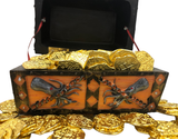 Seven Seas Pirates - Buccaneer Treasure Octopus Chest with Lot of 200 Shiny Gold Doubloons - Rogue`s Jewelry Cache Filled Coins for Pretend Games