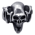 Seven Seas Pirate Skull Steel Black Enameled Ring (US Size 8 to 13 R128)
