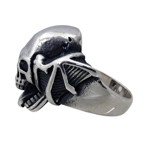 Seven Seas Pirate Skull Steel Black Enameled Ring (US Size 8 to 13 R128)