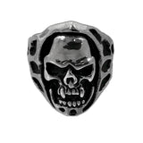 Seven Seas Pirate Skull Steel Black Enameled Ring (US Size 8 to 13 R132)