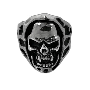 Seven Seas Pirate Skull Steel Black Enameled Ring (US Size 8 to 13 R132)