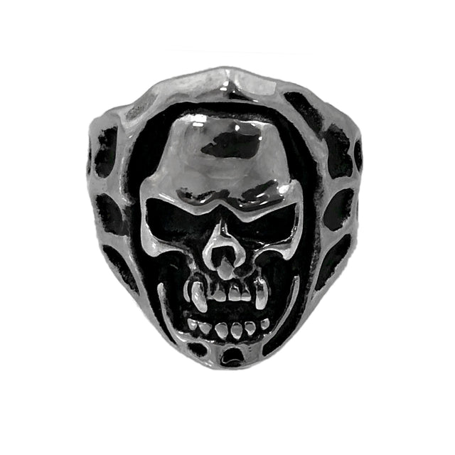 Seven Seas Pirate Skull Steel Black Enameled Ring (US Size 8 to 13 R132)