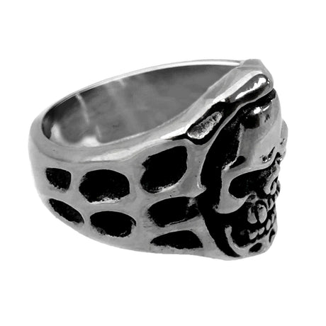Seven Seas Pirates Skull Steel Black Enameled Ring (US Size 13 R132)