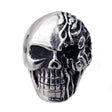 Seven Seas Pirate Flaming Skull Steel Black Enameled Ring (US Size 8 to 13 R176)