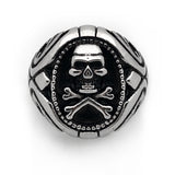 Seven Seas Pirates Skull And Crossbones Steel Black Ring (US Size 11 R195)