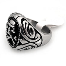 Load image into Gallery viewer, Seven Seas Pirate Skull And Crossbones Steel Black Ring (US Size 8 to 13 R195)