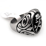 Seven Seas Pirates Skull And Crossbones Steel Black Ring (US Size 9 R195)