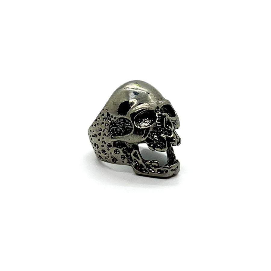 Gaping Eyes and Worm Holes Skull Ring Stainless Steel - US Size 11