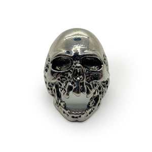Gaping Eyes and Worm Holes Skull Ring Stainless Steel - US Size 11