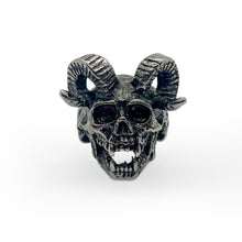 Load image into Gallery viewer, Full Ram Horns Devil Skull Ring With Sharp Teeth Stainless Steel - US Size 11