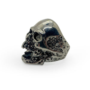 Gaping Eyes and Worm Holes Skull Ring Stainless Steel - US Size 13