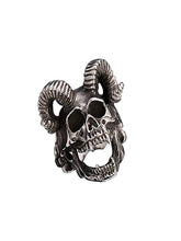 Load image into Gallery viewer, Full Ram Horns Devil Skull Ring With Sharp Teeth Stainless Steel - US Size 11