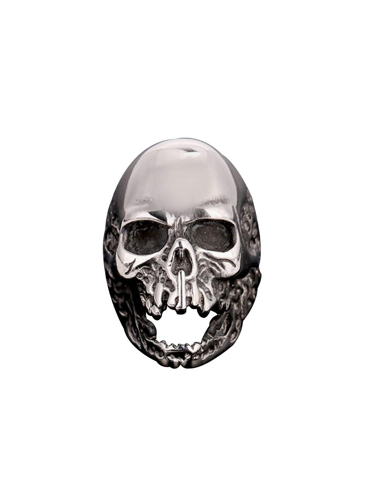 Gaping Eyes and Worm Holes Skull Ring Stainless Steel