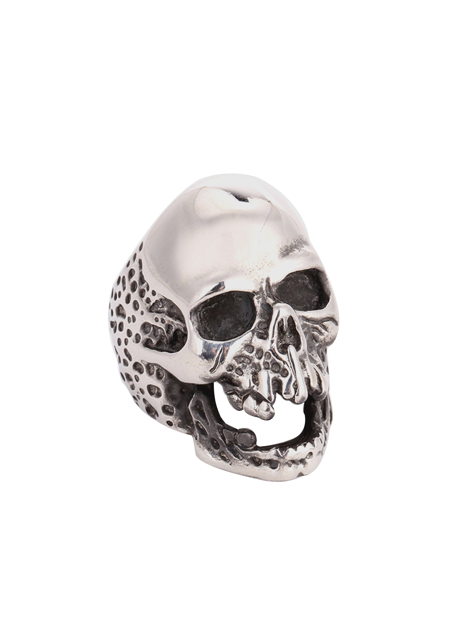 Gaping Eyes and Worm Holes Skull Ring Stainless Steel - US Size 13