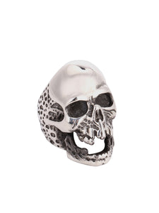Gaping Eyes and Worm Holes Skull Ring Stainless Steel
