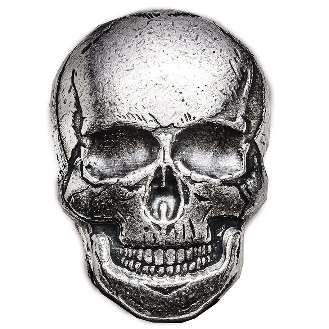 2 oz .999 Hand-Poured Silver - Human Skull