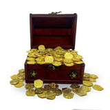 Wooden Pirate Chest with Gold Coins