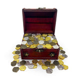 Wooden Pirate Chest with Mixed Coins