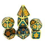 Seven Seas Metal Dragon Scale Dice Set - Green and Yellow