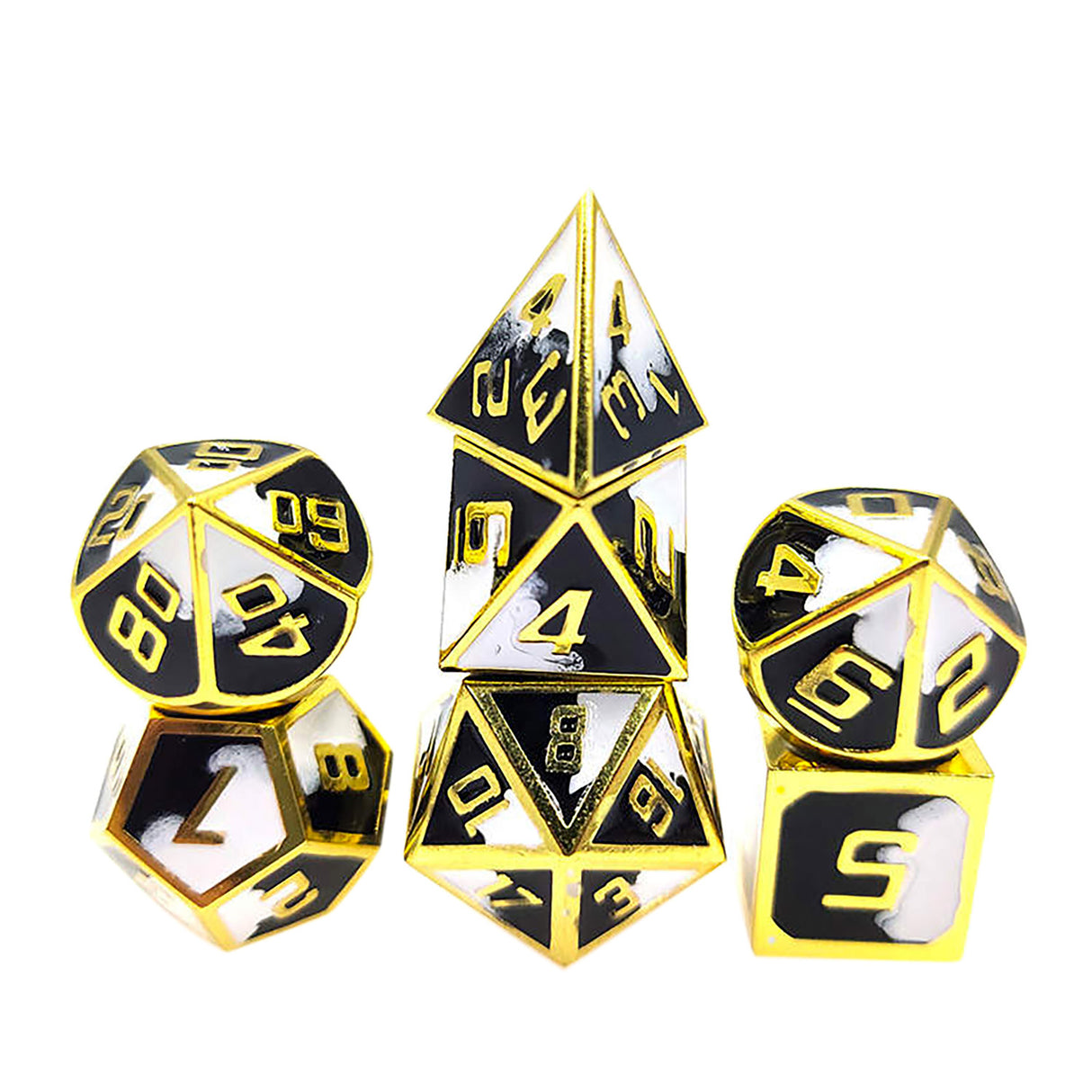Seven Seas Metal Dragon Scale Dice Set - Black and White
