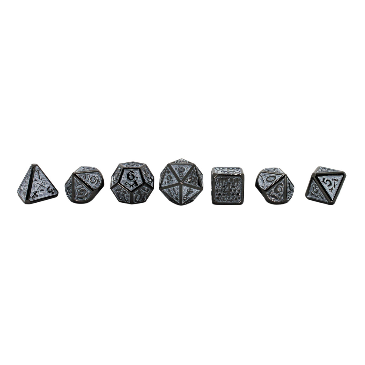 Seven Seas Antique Silver and White Web Dice Set