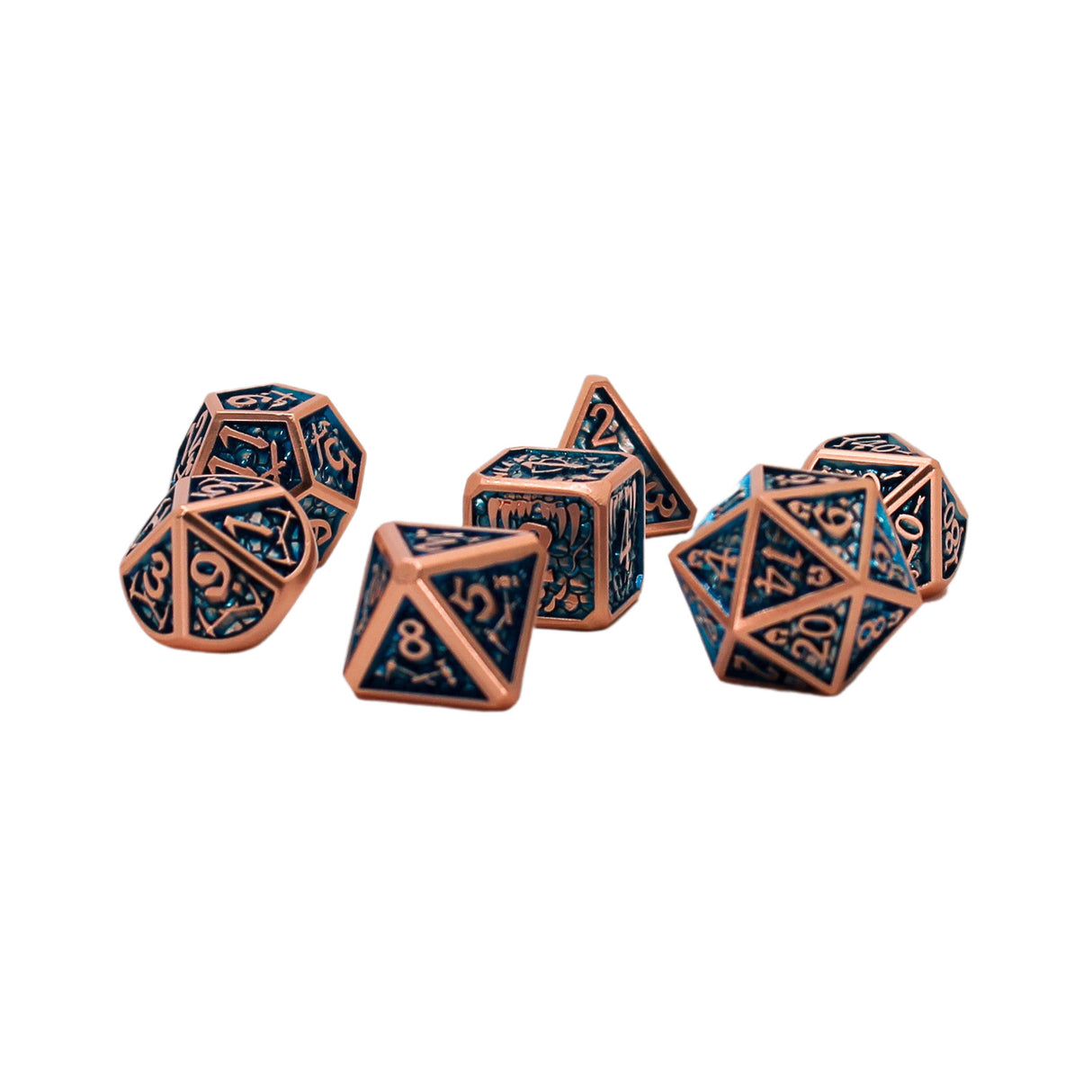 Seven Seas Metal Blue and Copper Dice Set