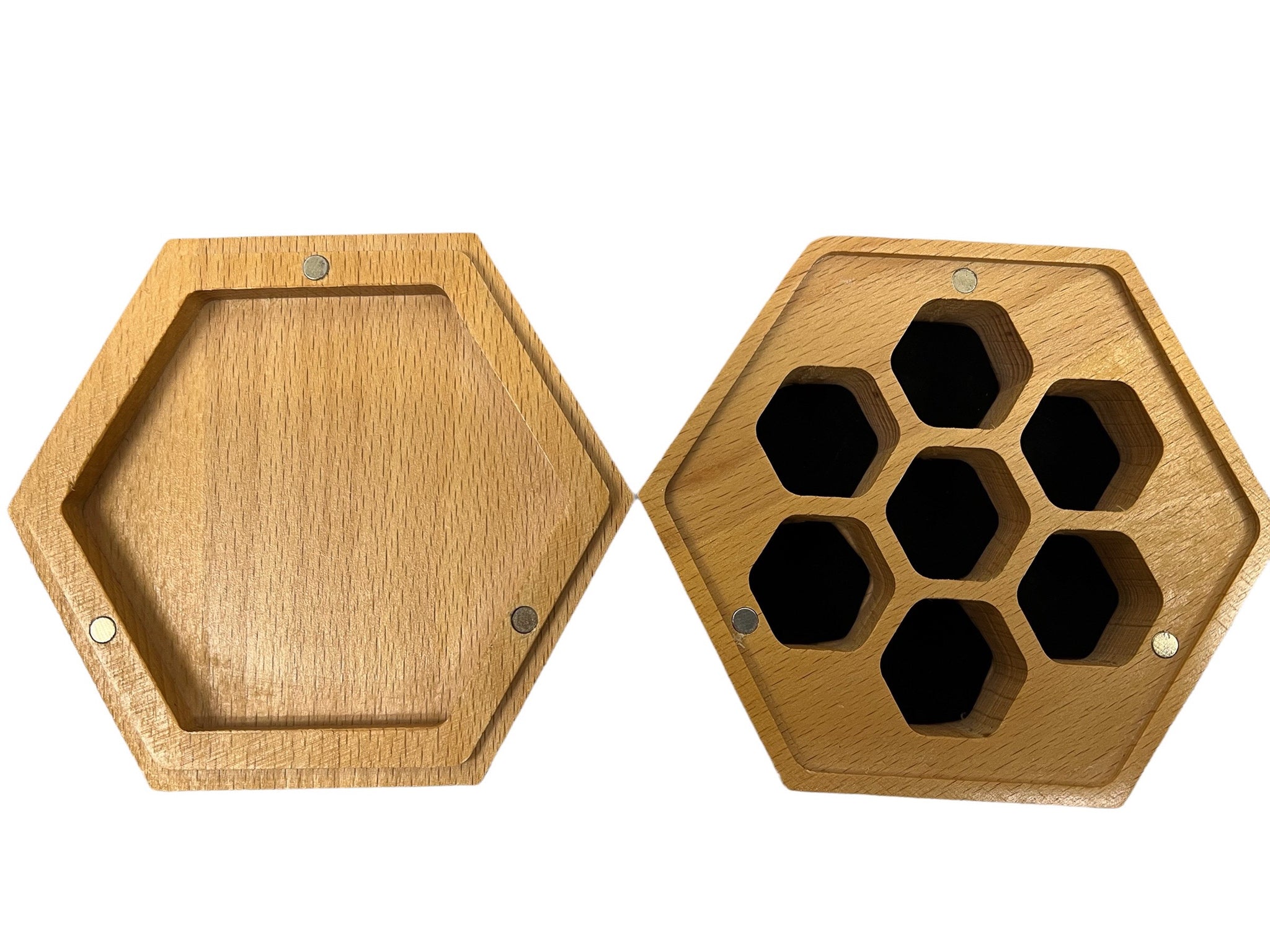 Dragon Hexagon Wooden Display Dice Box with Magnetic Lid