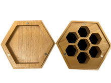 Load image into Gallery viewer, Dragon Hexagon Wooden Display Dice Box with Magnetic Lid