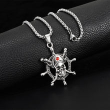 Load image into Gallery viewer, Stainless Steel Pirate Ship Wheel Necklace Pendant