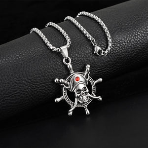 Stainless Steel Pirate Ship Wheel Necklace Pendant