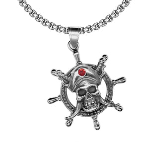 Stainless Steel Pirate Ship Wheel Necklace Pendant