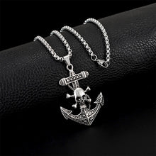 Load image into Gallery viewer, Stainless Steel Pirate Skull Anchor Necklace Pendant