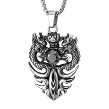 Load image into Gallery viewer, Stainless Steel Pirate Skull Lotus Dragon Pendant Necklace