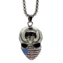 Load image into Gallery viewer, American Flag Skull Polished Stainless Steel Necklace Pendant