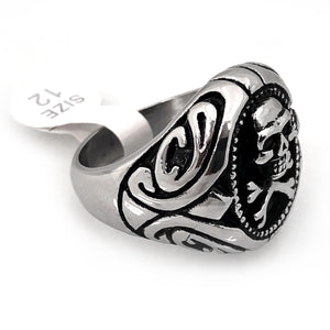 Seven Seas Pirate Skull And Crossbones Steel Black Ring (US Size 8 to 13 R195)