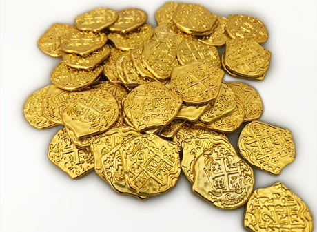 Toy Metal Shiny Gold Pirate Treasure Coins - Lot of 50